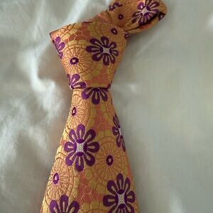 Ted Baker Psychedelic Floral Orange and Purple Men's Tie
